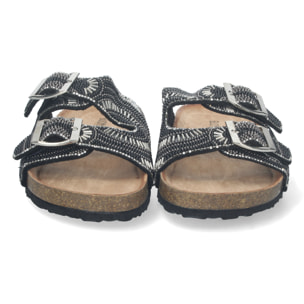 Sandalia Plana con Strass y Hebillas