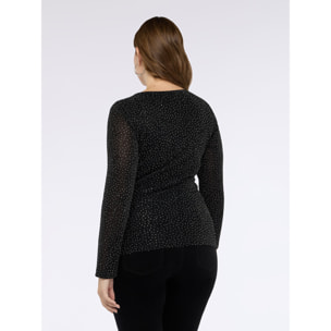 Fiorella Rubino - Camiseta de jersey con strass - Negro
