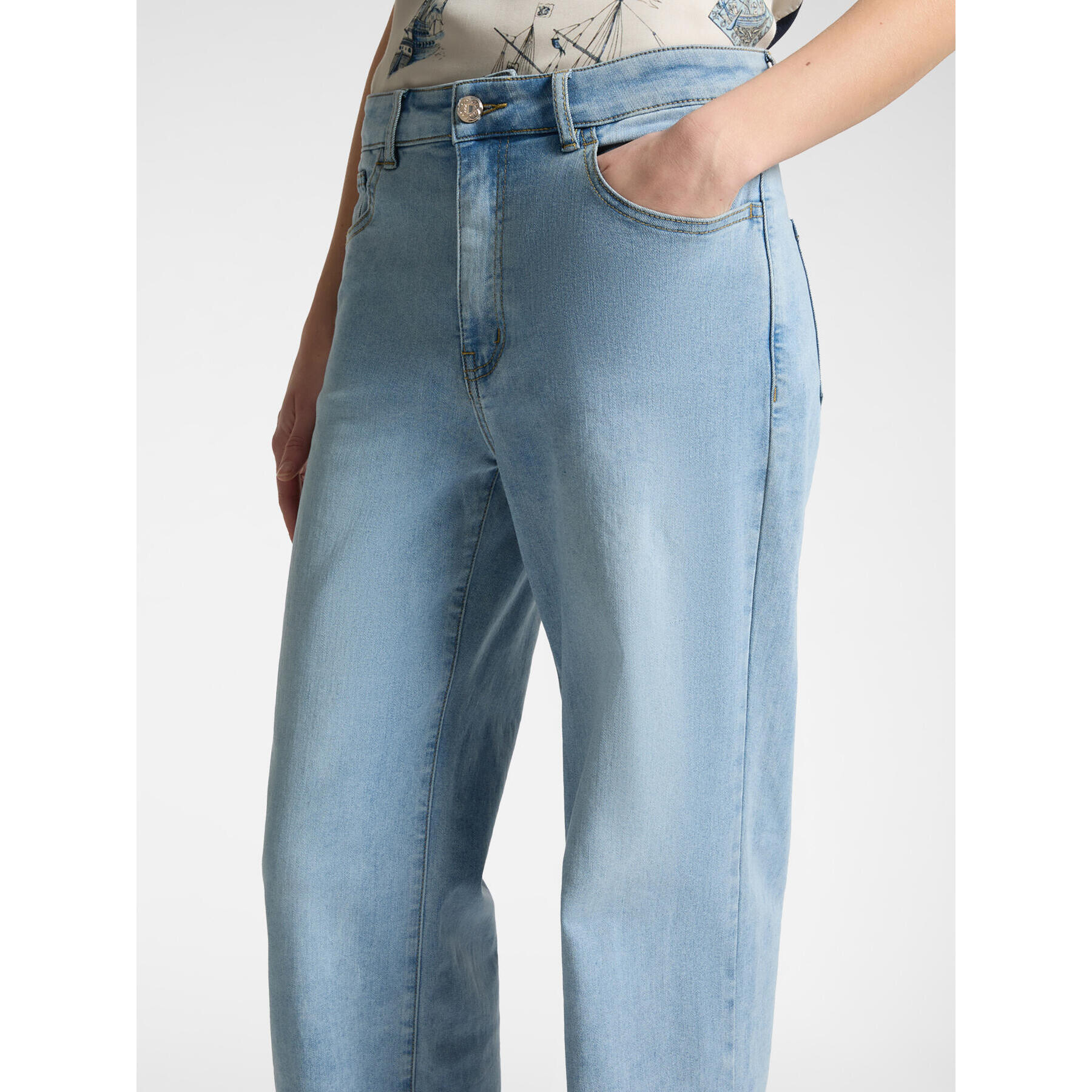Elena Mirò - Jeans mid wide leg - Light - blue