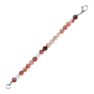 Bracciale di Sfere in Pietra Naturale Quarzo Rosso in Argento 925 placcato Rodio