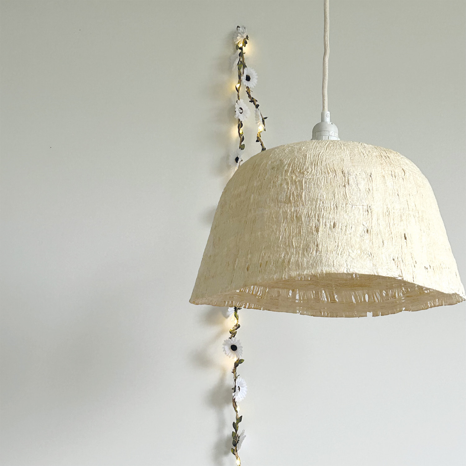 Abat-jour suspension en papier mâché naturel D41 - Naturel