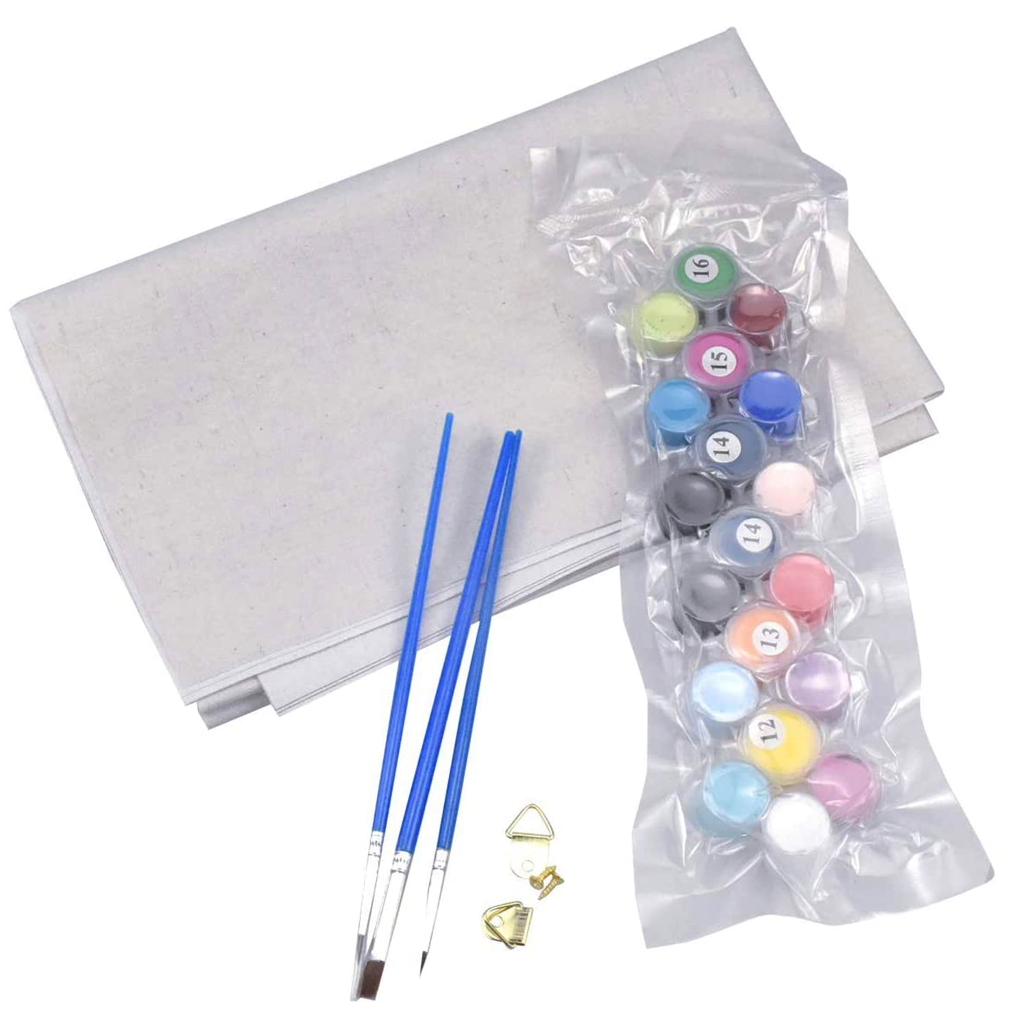 Tela con disegno da dipingere con i numeri, di 40x50cm. Design bambina sulla spiaggia. Include pennelli e colori necessari.