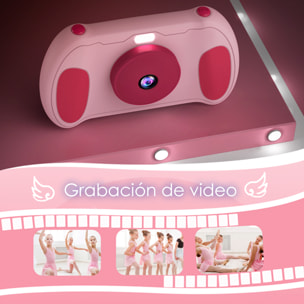 DAM Cámara de fotos y video infantil con juegos incorporados. Cámara dual, 48mpx y videoFull HD. Pantalla de 2,4 pulgadas. 12,5x3,5x7,5 Cm. Color: Rosa