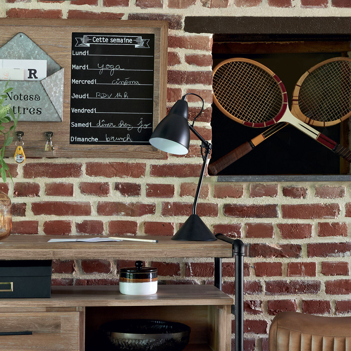 Lampe "Aude" noire - métal H62 cm