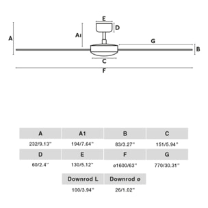 CRUISER XL Ventilador de techo negro