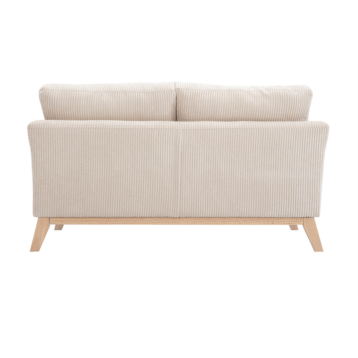 Canapé scandinave déhoussable 2 places en tissu velours côtelé et bois clair OSLO
