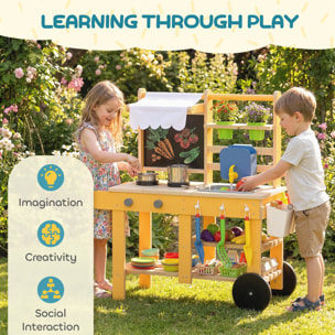 Cuisine enfant desserte en bois nombreux rangements et accessoires