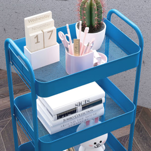 Carrito Auxiliar con Ruedas Carrito de Almacenamiento con 3 Cestas y Marco de Acero para Salón Dormitorio Oficina Cocina 45x30,6x79 cm Azul Oscuro