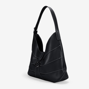Bolso de hombro negro con bolsa interior