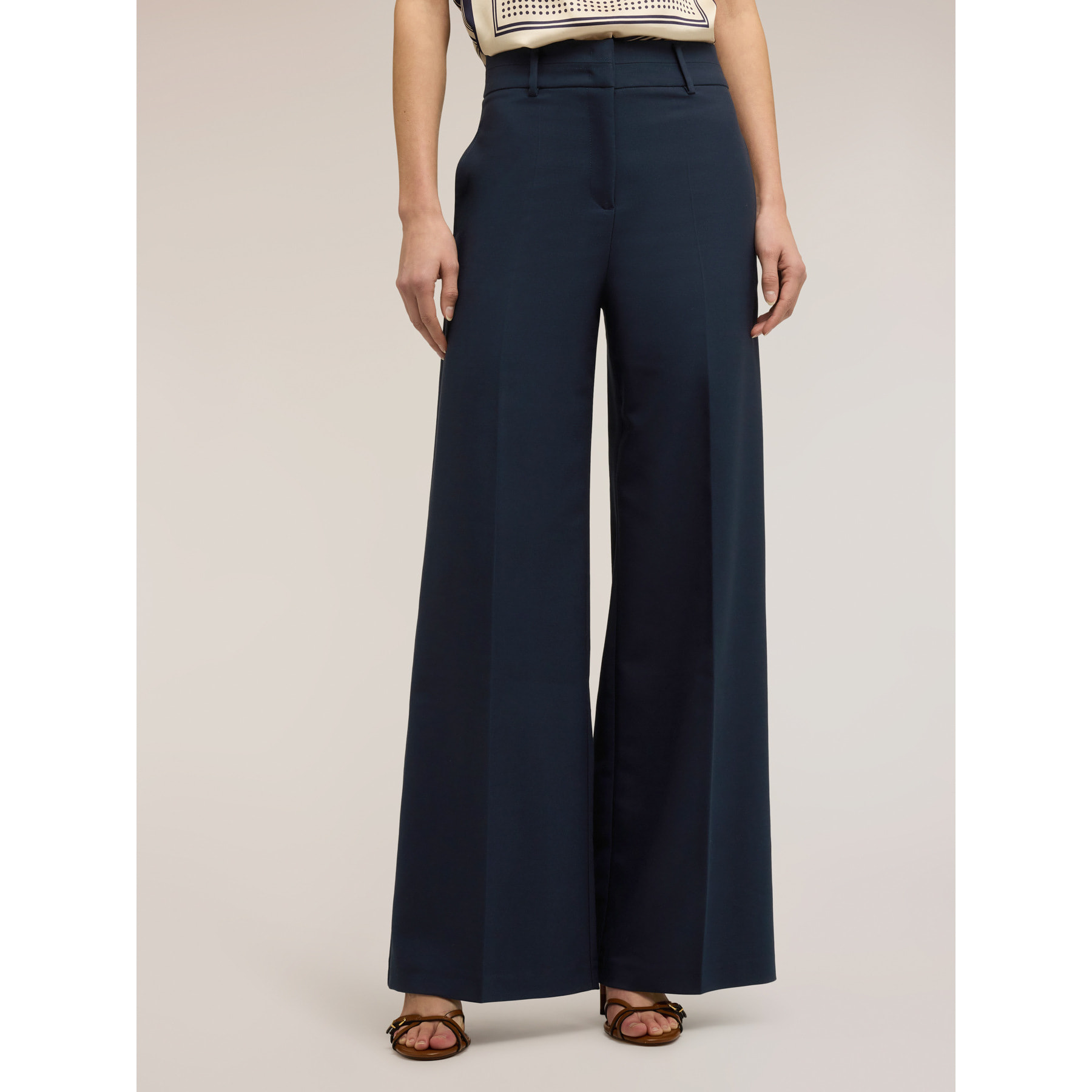 Motivi - Pantalones palazzo en tejido armaturado - Azul