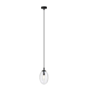 Lampada a sospensione Astral in acciaio nero e vetro