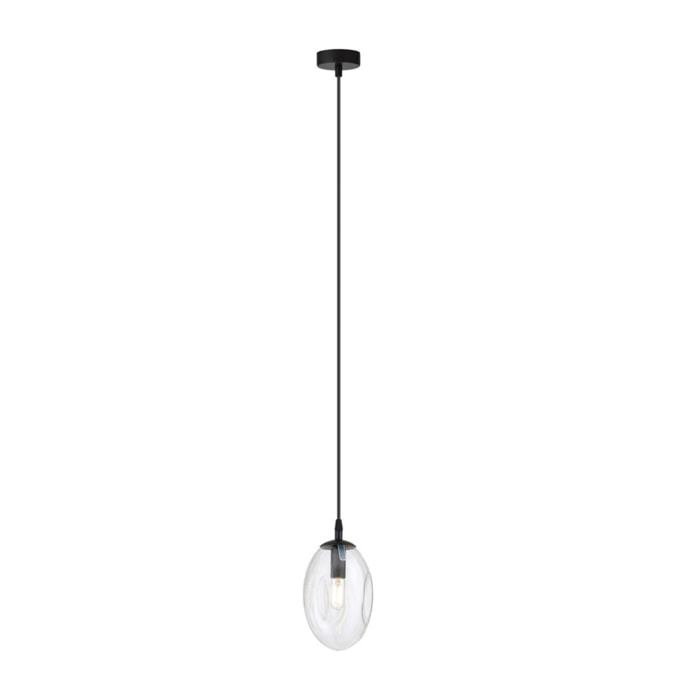 Lampada a sospensione Astral in acciaio nero e vetro