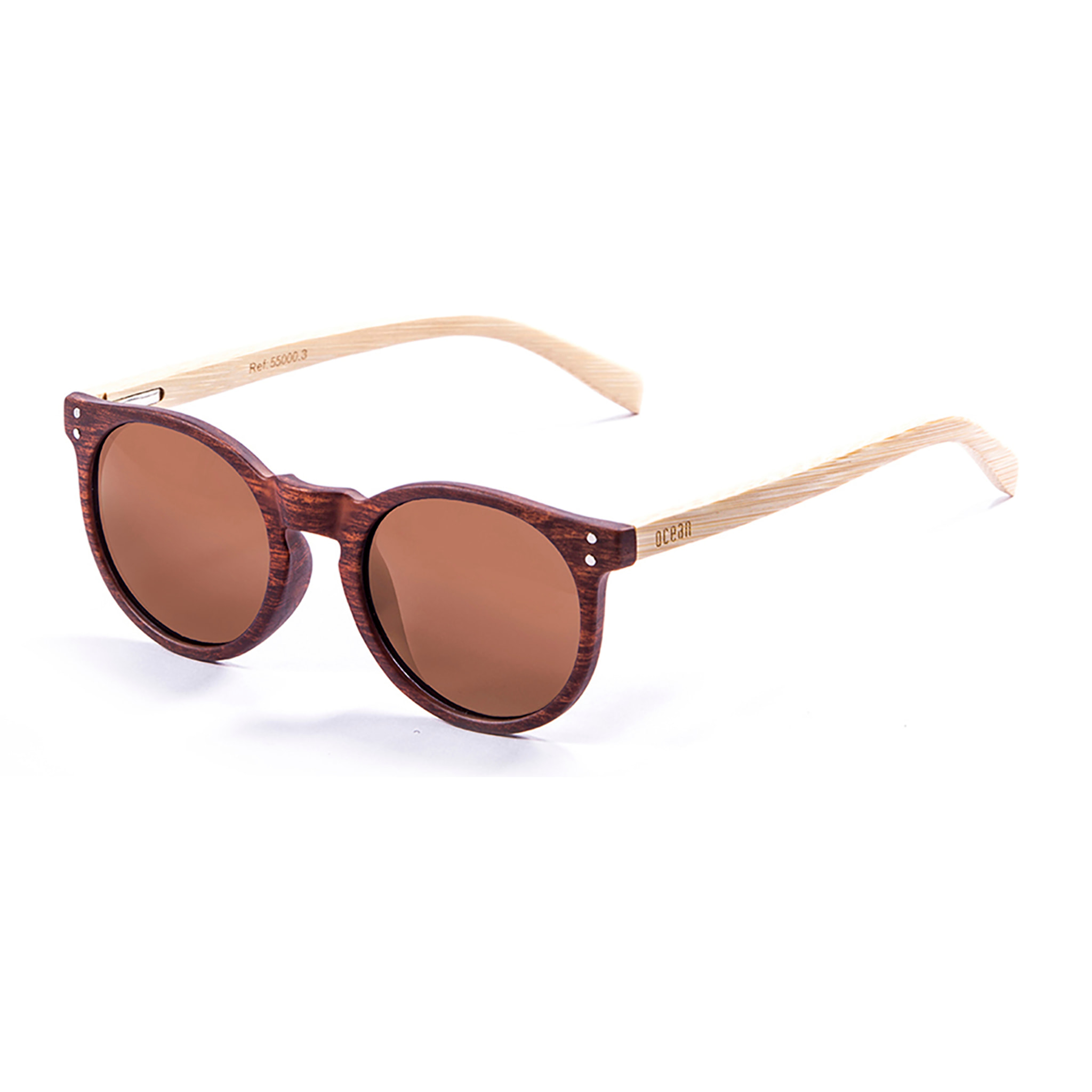 Gafas de sol OCEAN LIZARD WOOD - Marrón mate y patillas de bambú y / Marrón
