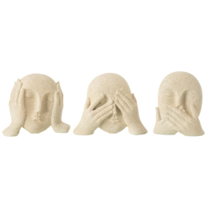 J-Line Visage Ne Rien Voir/Entendre/Se Taire Beige Assortiement De 3