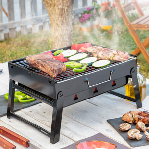 Pack 2 Tappetini per Forno o Barbecue e Barbecue Pieghevole Portatile a Carbone InnovaGoods
