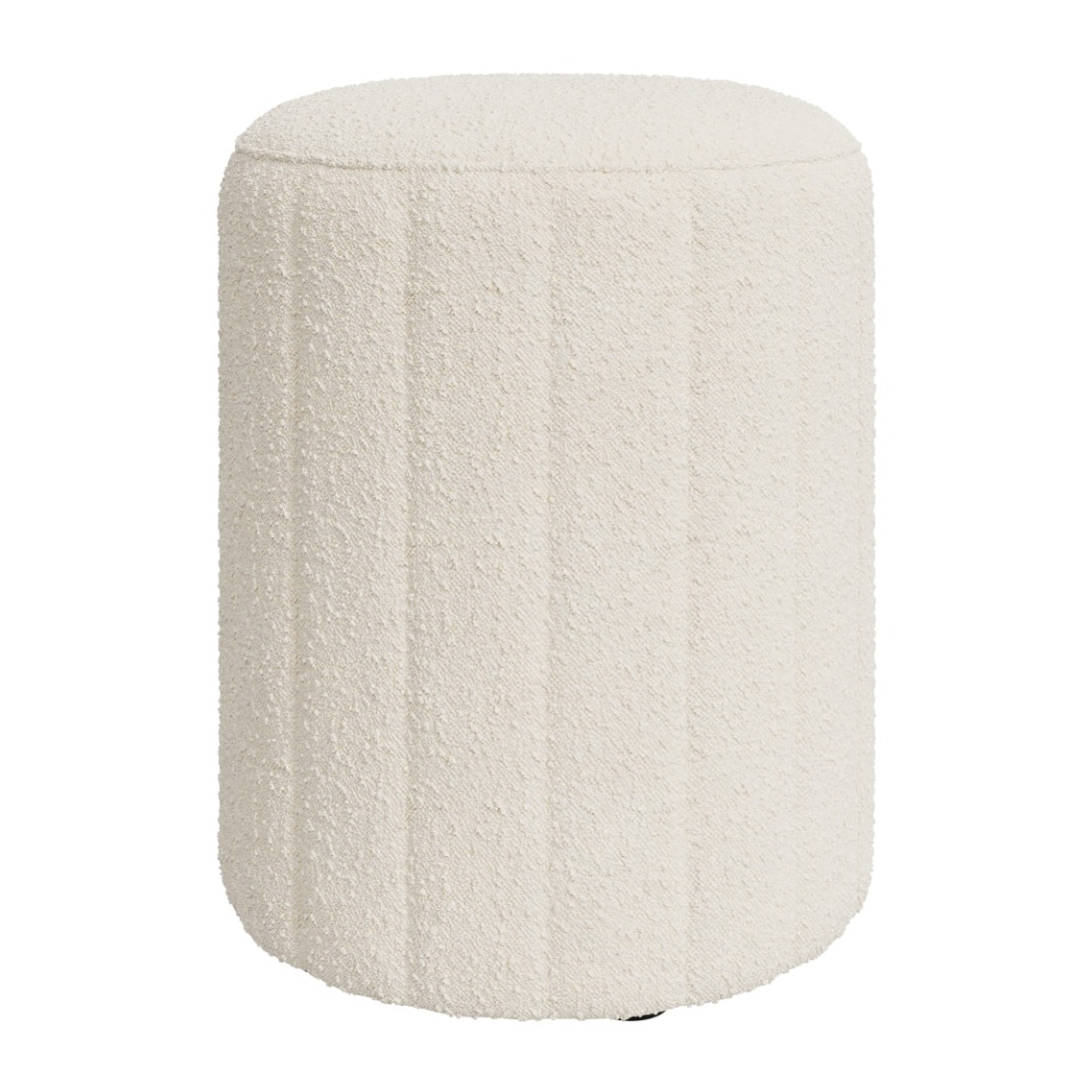 Pouf rond en tissu blanc bouclé - Eva