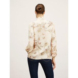 Motivi - Blusa con fiocco fantasia floreale - Cipria