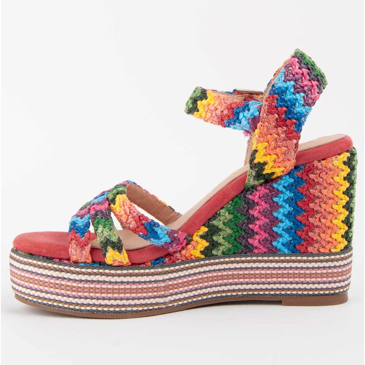 Sandalia De Cuña - Multicolor - Altura: 12 Cm
