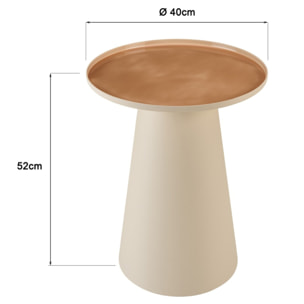 JAMES - Table d'appoint ronde 40x40cm plateau en métal émaillé caramel JAMES