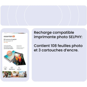 Kit papier + encre ESSENTIELB compatible Canon Selphy KP-108 tirages