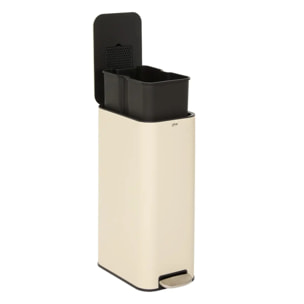 Poubelle slim rectangulaire à pédale Delta 30L argile
