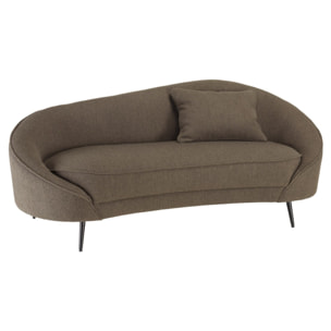 LEOPOLD - Canapé 3 p. tissu bouclette taupe dossier incurvé pieds métal