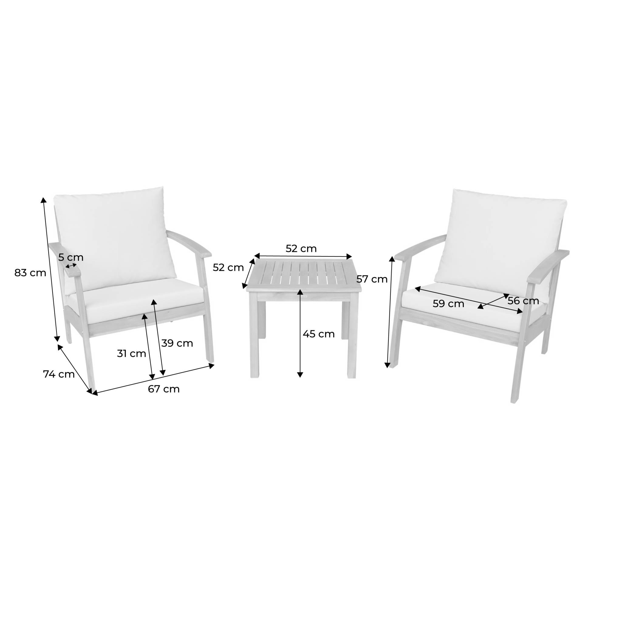 Salon de jardin bois d'acacia 2 places USHUAIA