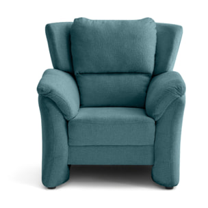 Bastille - fauteuil en tissu velours relief - Bleu