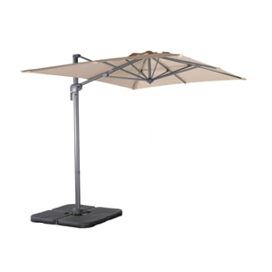 Parasol déporté rectangulaire 2x3m + 4 dalles à lester 50x50cm ANTIBES