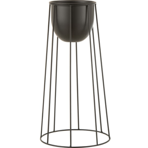 J-Line cache-pot Sur Pied Lignes - métal - noir - large - Ø 23 cm