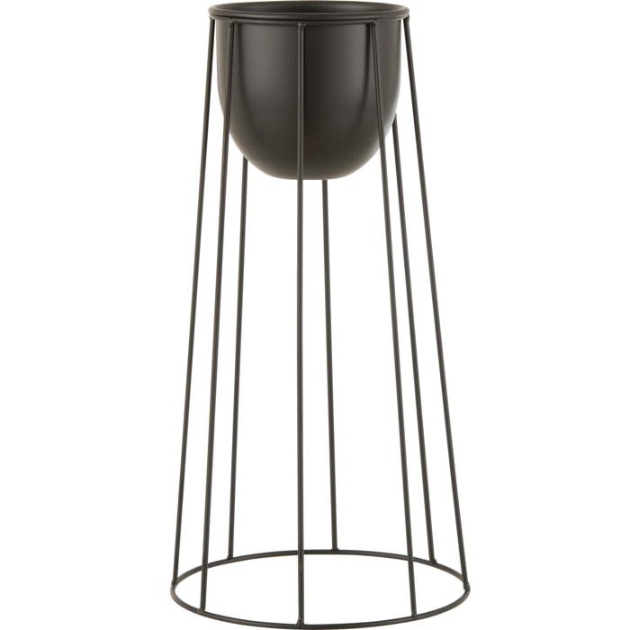 J-Line cache-pot Sur Pied Lignes - métal - noir - large - Ø 23 cm