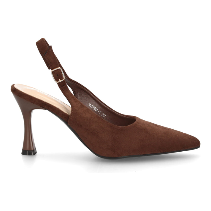 Zapato salón destalonado para mujer con tacón y punta fina