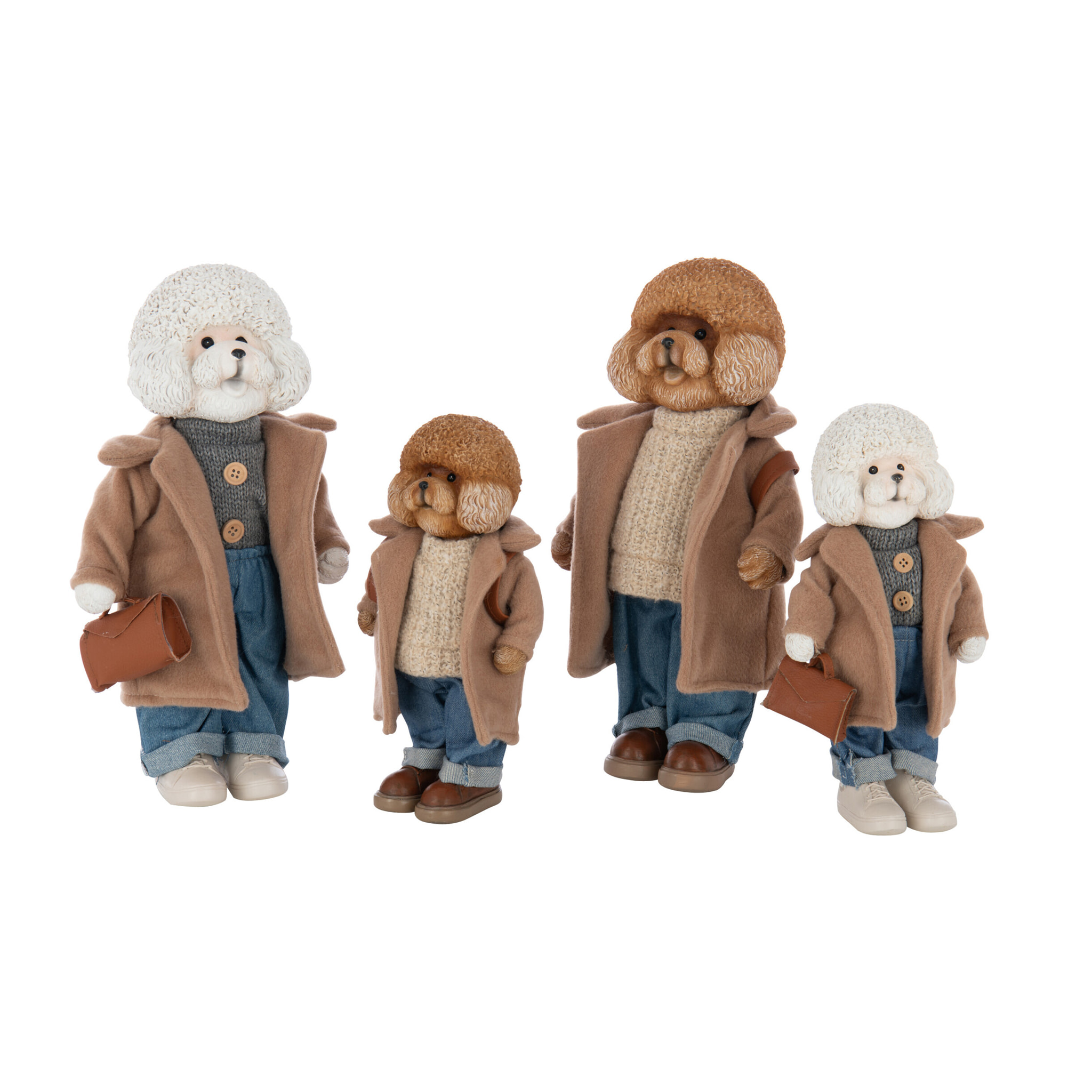 J-Line figurine Caniche Manteau + Sac - polyrésine - mix - large - 2 pièces