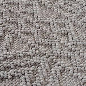 HELIX - Tapis moderne rond effet laine bouclé à motif berbère en relief gris