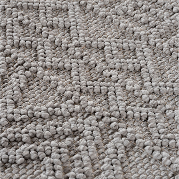 HELIX - Tapis moderne rond effet laine bouclé à motif berbère en relief gris