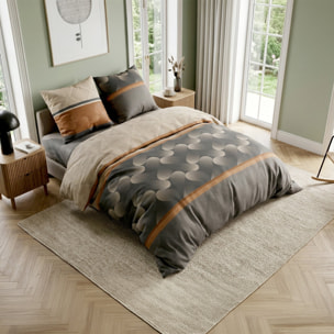 Parure housse de couette imprimé 100% coton - jaspe - marron