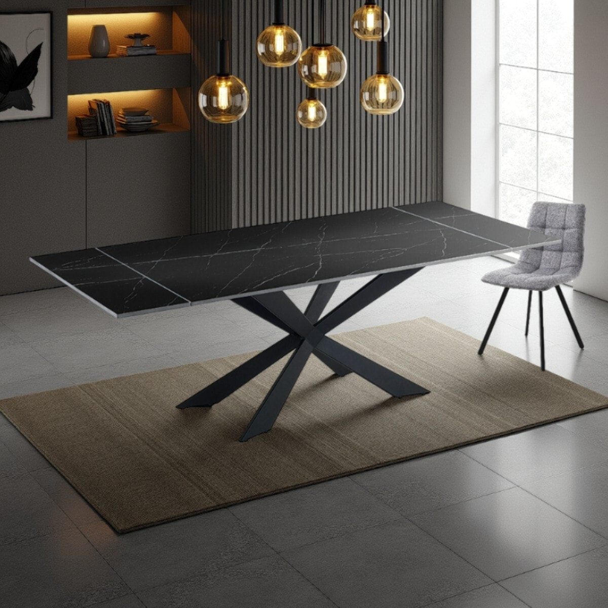 Tomasucci Table extensible MELVIN EVO 120 BLACK MARBLE - NOIR