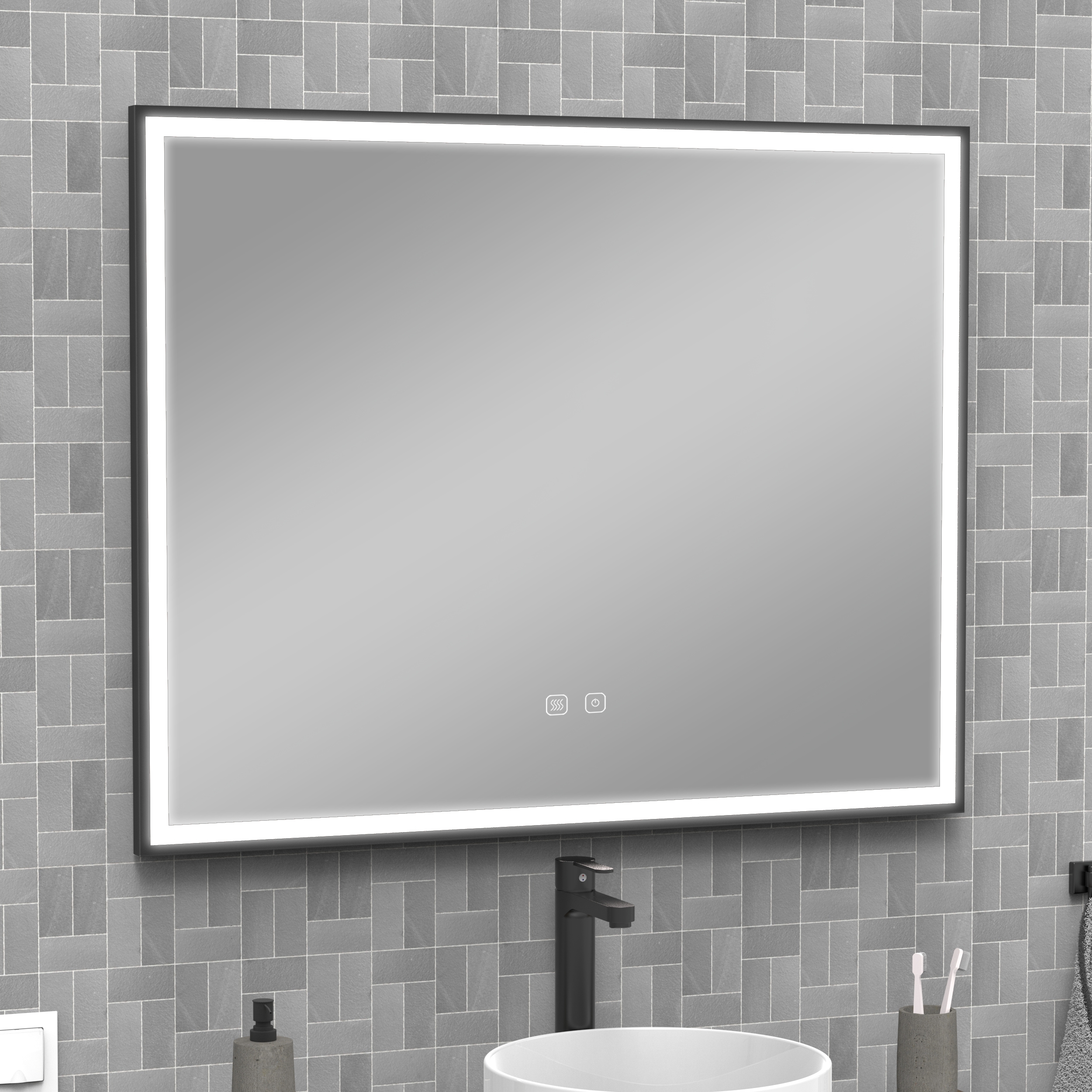 Miroir de salle de bain LED tactile Alday, 100 cm