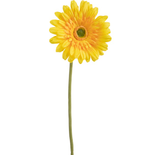 Fiore Di Gerbera Singolo. Altezza 62 Cm - Pezzi 12 - 12X62X12cm - Colore: Giallo - Bianchi Dino - Fiori Artificiali