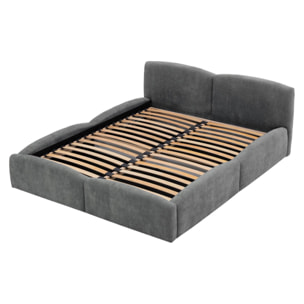 Carla - lit coffre - 160x200 cm - en velours texturé - sommier inclus - Gris Anthracite