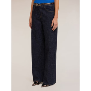 Motivi - Pantalones palazzo vaqueros con micro tachuelas - Azul