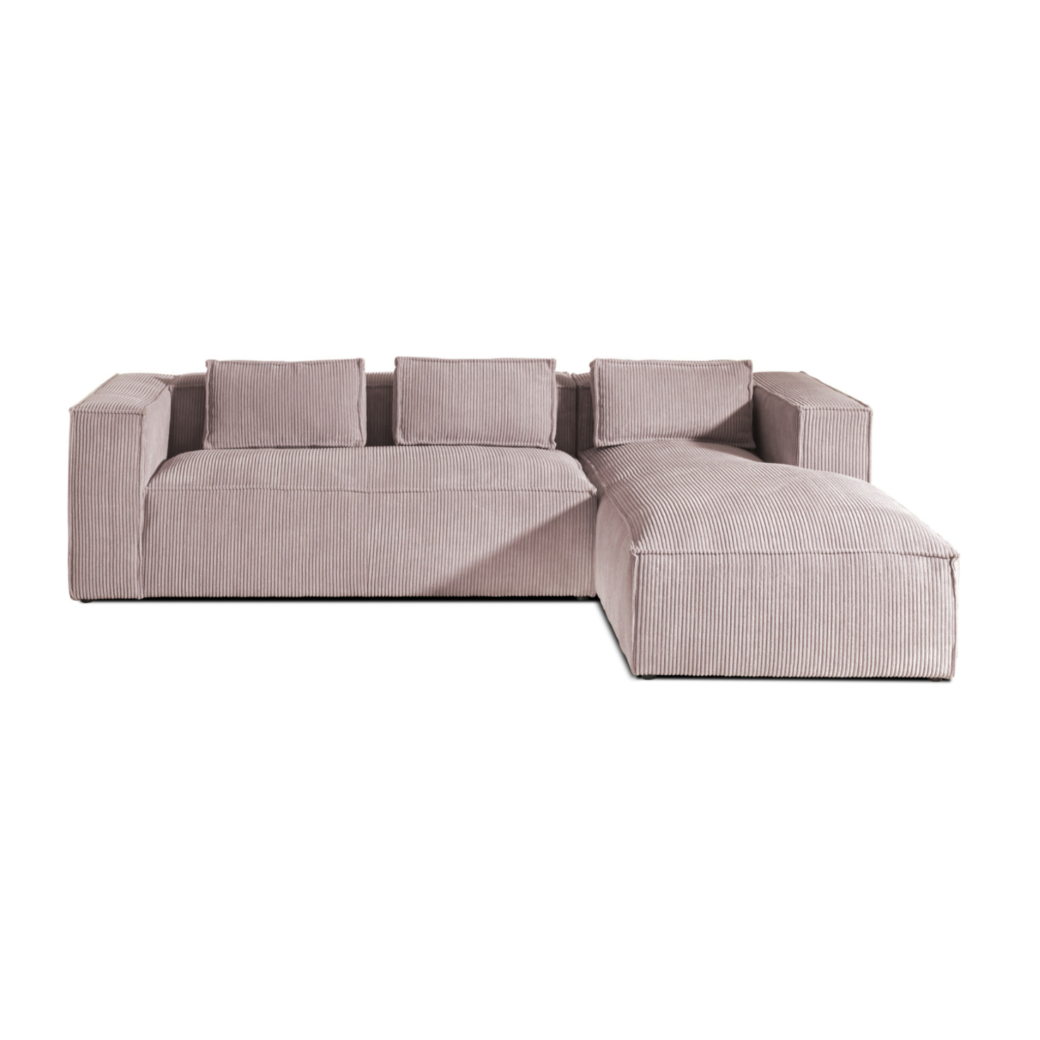 Stella - canapé d'angle droit en velours côtelé - 4 places -style contemporain - Rose