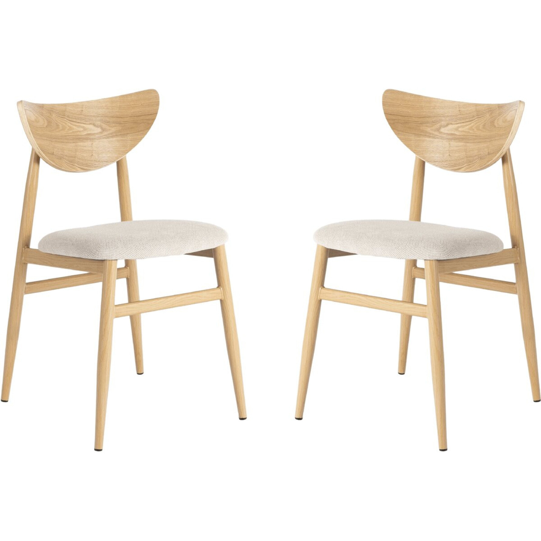 Lot de 2 chaises de salle a manger style scandinave en bois "Lumbra" - Beige
