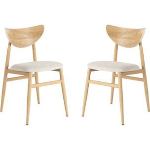 Lot de 2 chaises de salle a manger style scandinave en bois "Lumbra" - Beige