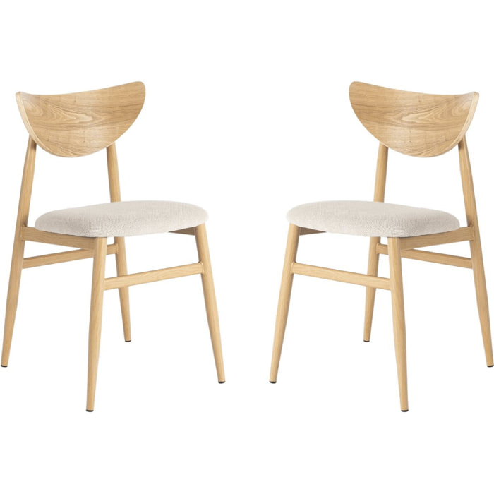 Lot de 2 chaises de salle a manger style scandinave en bois "Lumbra" - Beige