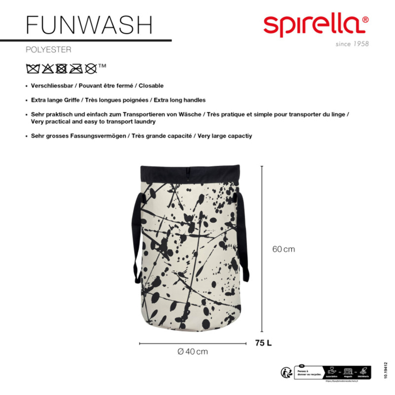 Panier à linge FUNWASH 75L Blanc Spirella