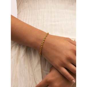 Pulsera Big Cord Acero Baño Oro