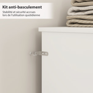 Tête de lit avec rangement - tête de lit bois 140 cm - 4 niches, grande étagère - blanc