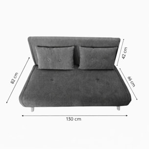 Canapé convertible en velours côtelé beige 2 places LIPIK