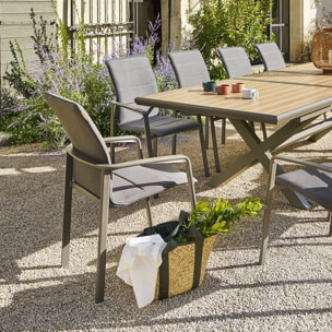Fauteuil de jardin empilable "Diese" mocha & praline en aluminium traité époxy